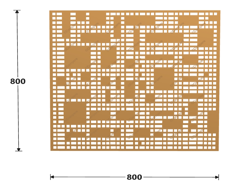 Décoration de mur avec des panneaux carrés sur mesure de tailles différentes – Large gamme de motifs & textures murales combinées avec des teintes du nuancier RAL.  Possibilité de déco infinies aussi en séparatif et claustra carré.